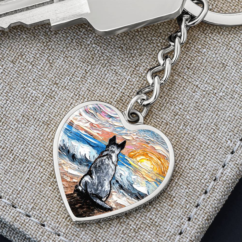 Beach Days, Blue Heeler Heart Keychain