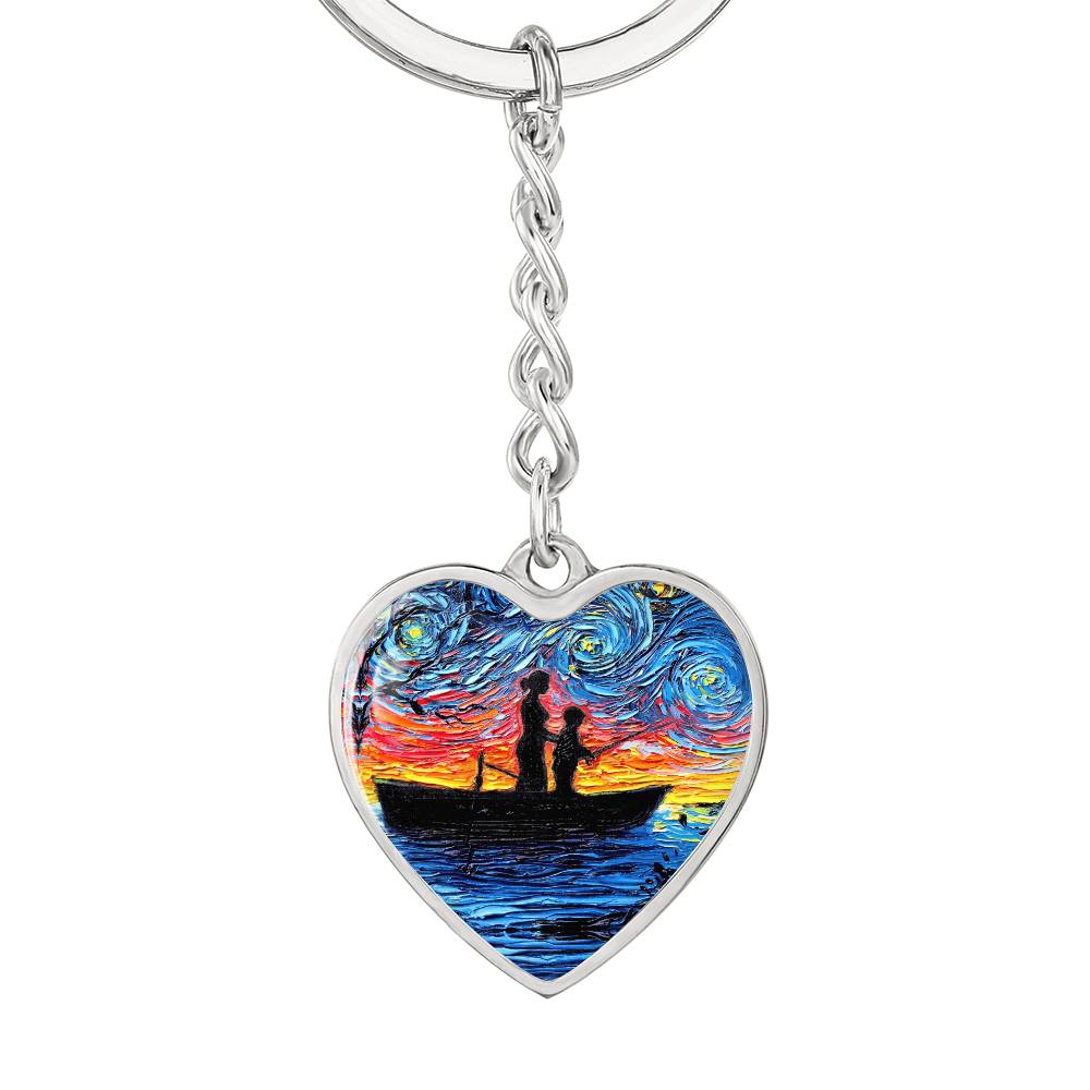 Fishing Trip with Mom Heart Keychain