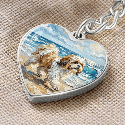 Beach Days - Shih Tzu Heart Keychain