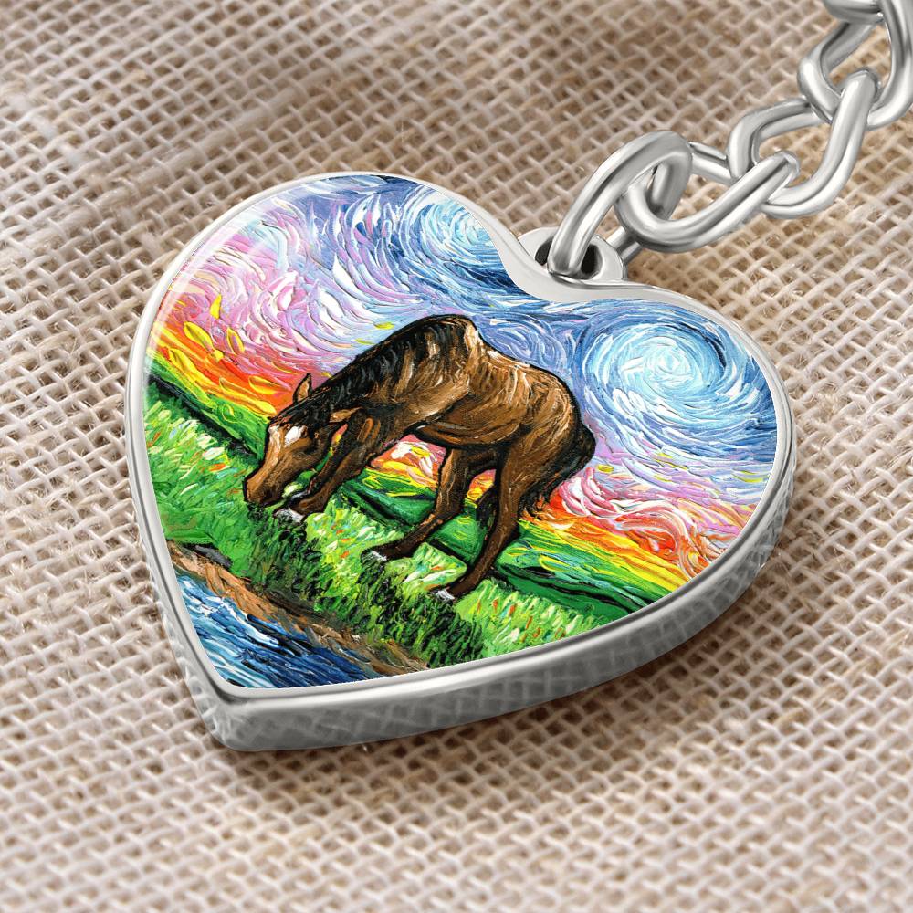 Meadow Starry Night Heart Keychain