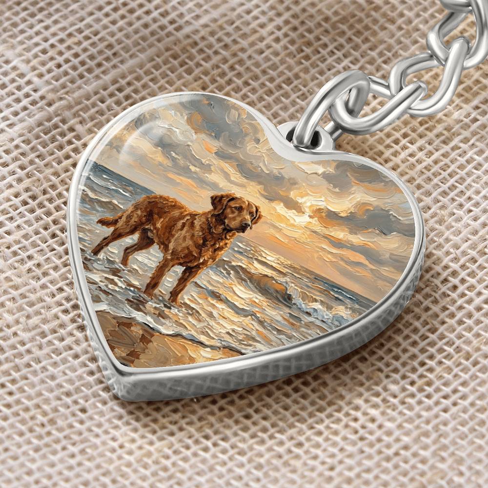 Beach Day - Chesapeake Bay Retriever Heart Keychain