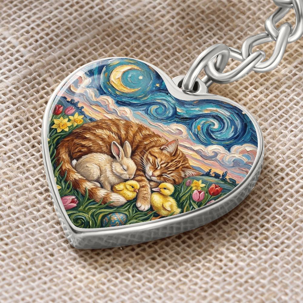 Easter Night Heart Keychain