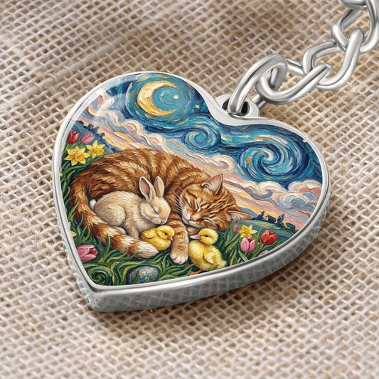 Easter Night Heart Keychain