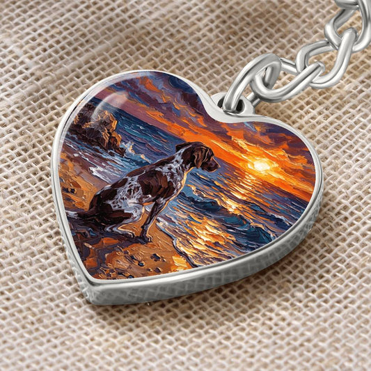 Beach Day - German Pointer Heart Keychain