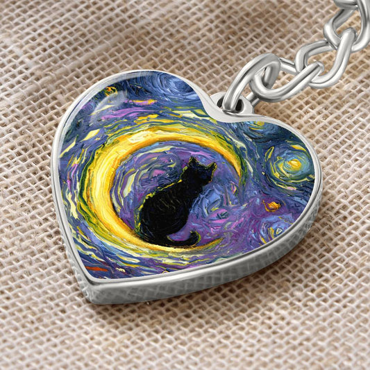 Luna Starry Night Heart Keychain