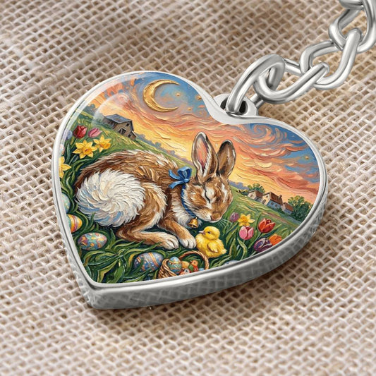 Easter Morning Heart Keychain