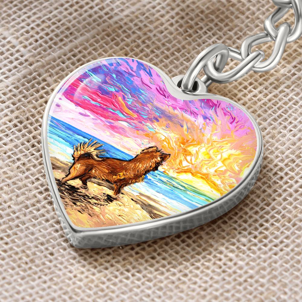 Beach Days - Chihuahua Heart Keychain