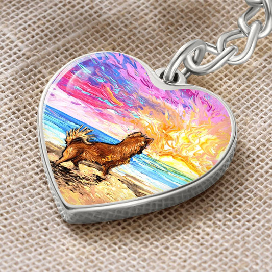 Beach Days - Chihuahua Heart Keychain