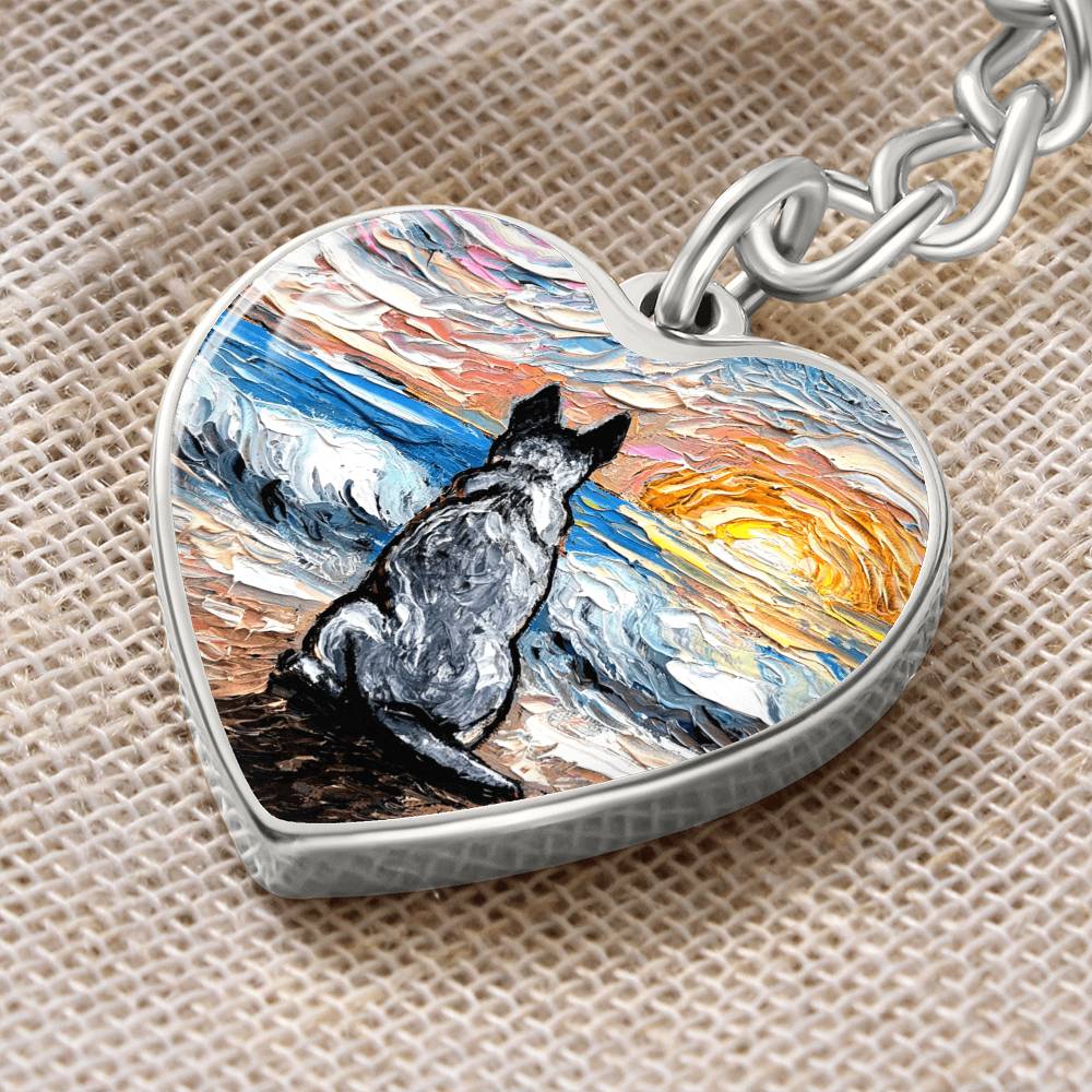 Beach Days, Blue Heeler Heart Keychain