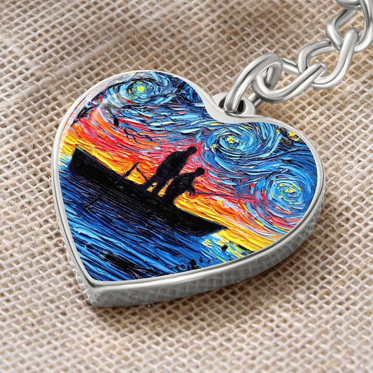 The Fishing Trip Starry Night Heart Keychain