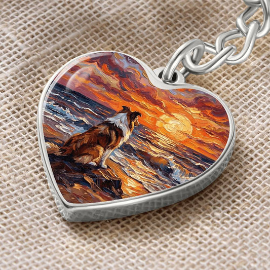Beach Day - Collie Heart Keychain