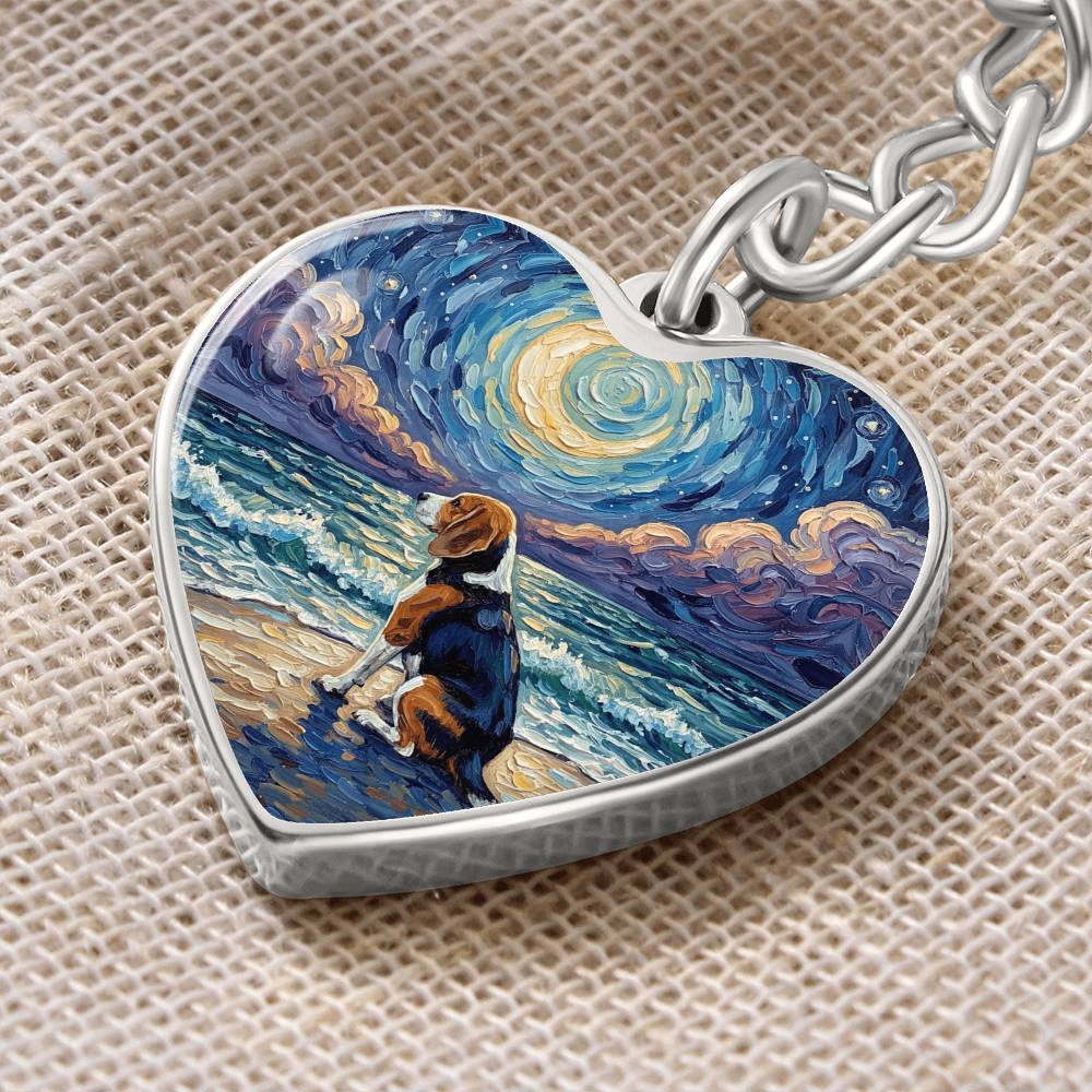 Beach Night - Beagle Heart Keychain