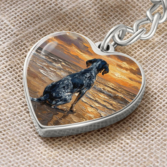 Beach Days - Blue Tick Coonhound Heart Keychain
