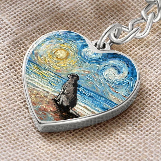 Beach Days, Silver Labrador Heart Keychain