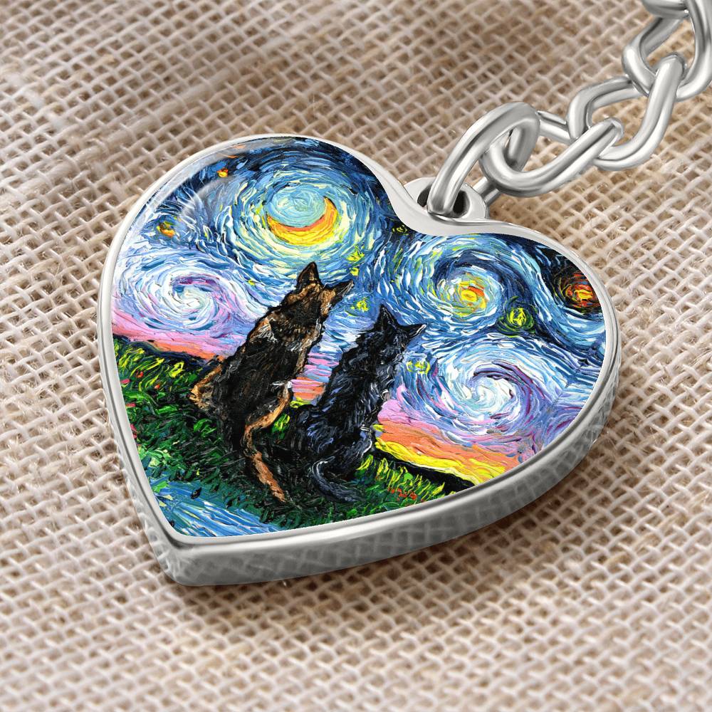 Soulmates Starry Night Heart Keychain