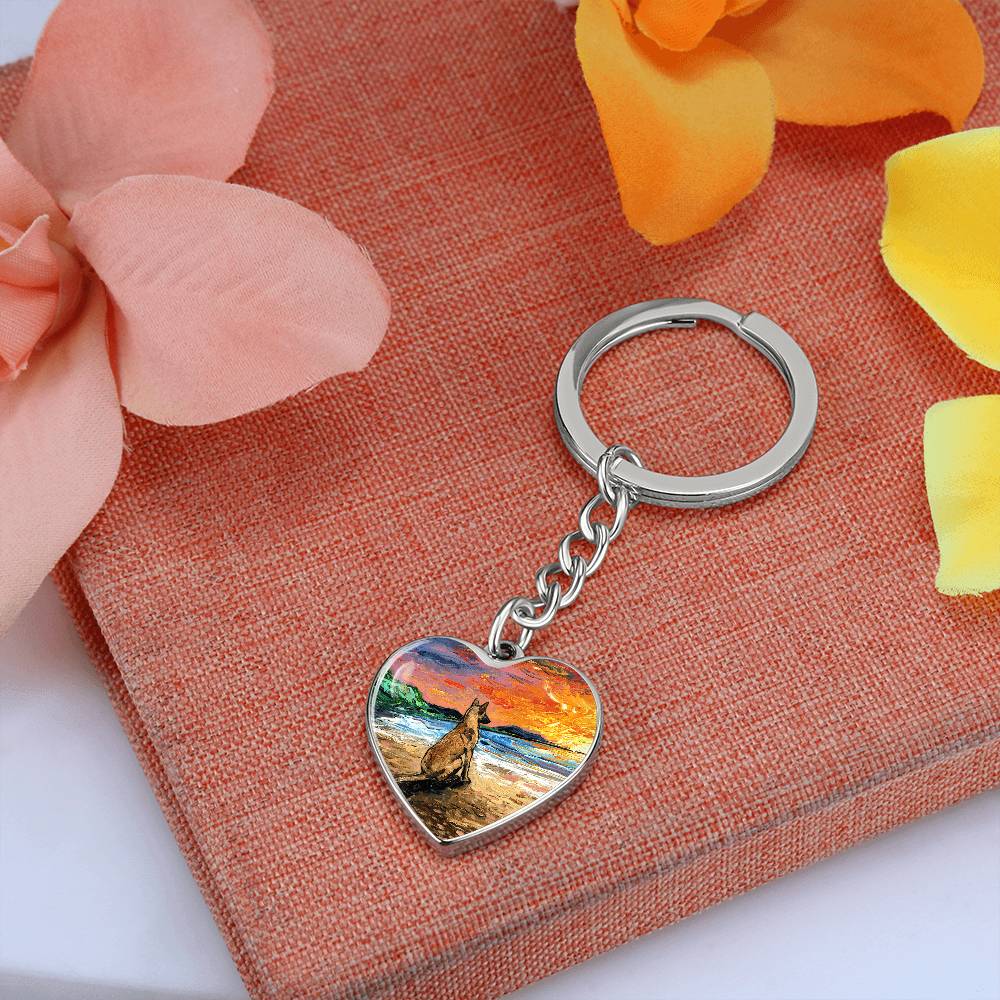 Beach Days - Belgian Malinois Heart Keychain