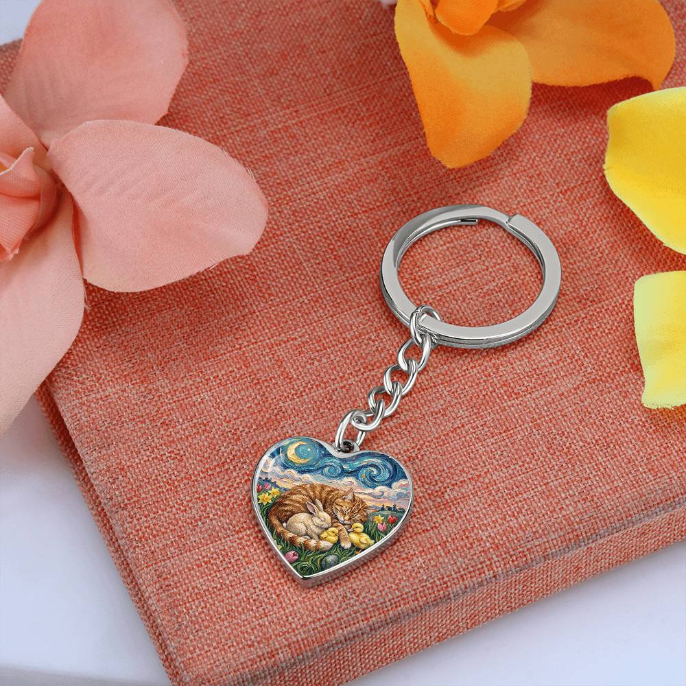 Easter Night Heart Keychain