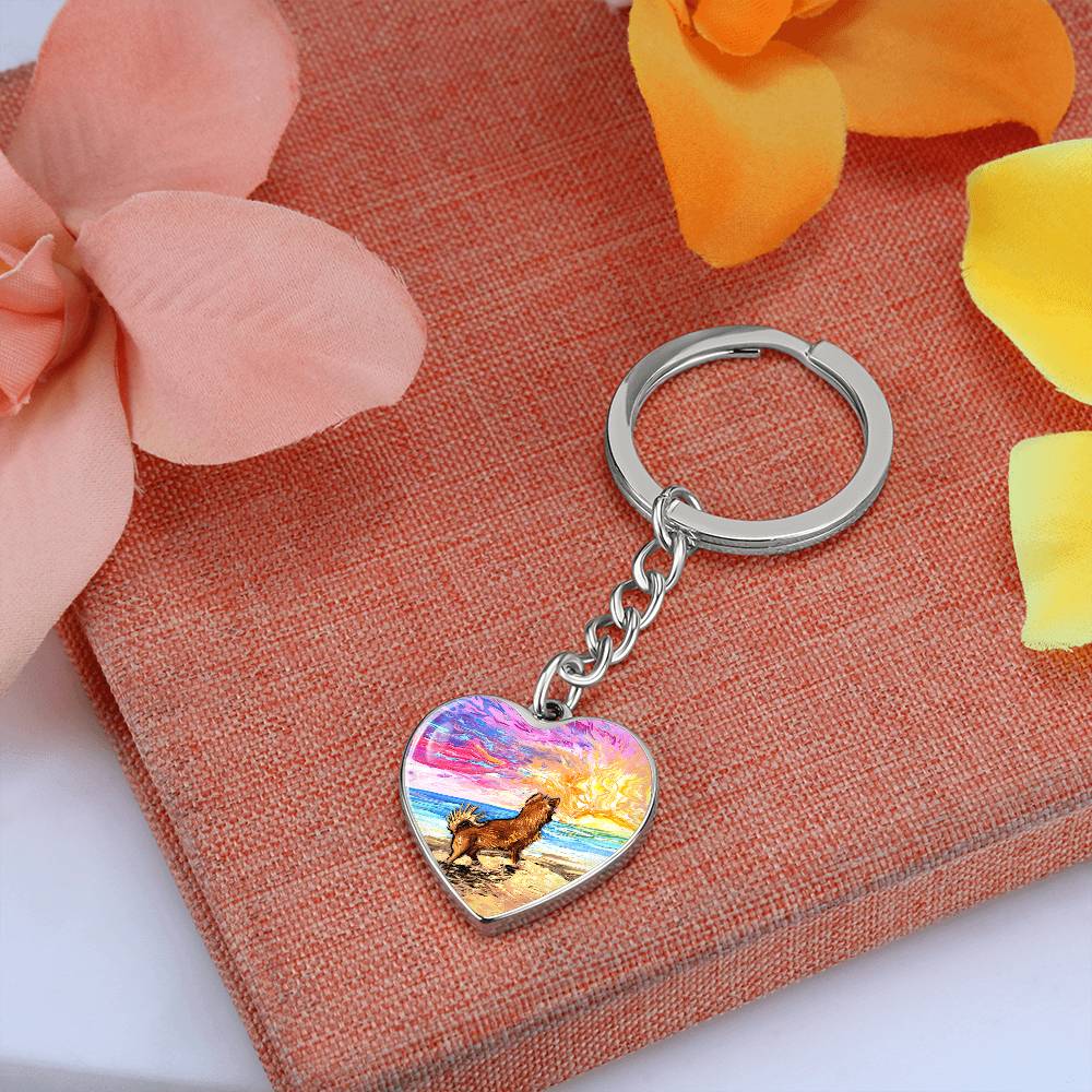 Beach Days - Chihuahua Heart Keychain