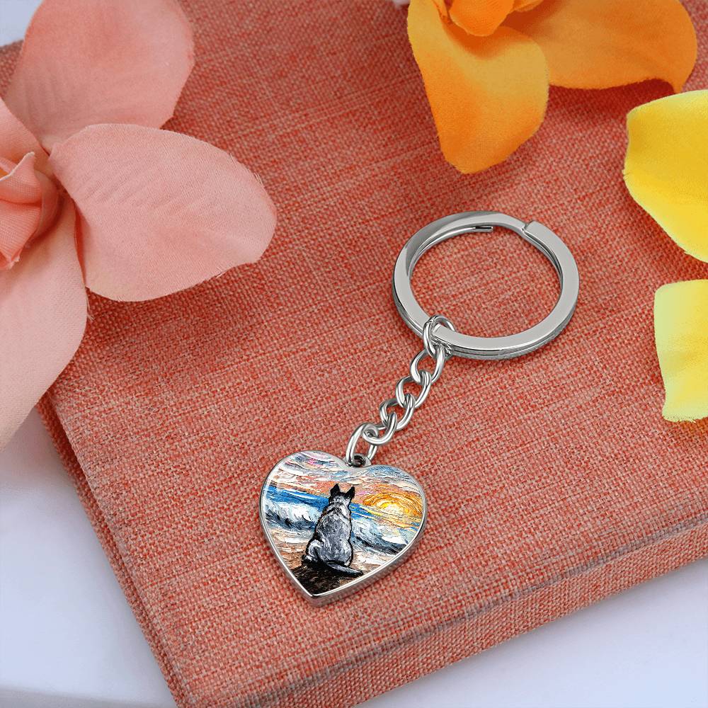 Beach Days, Blue Heeler Heart Keychain