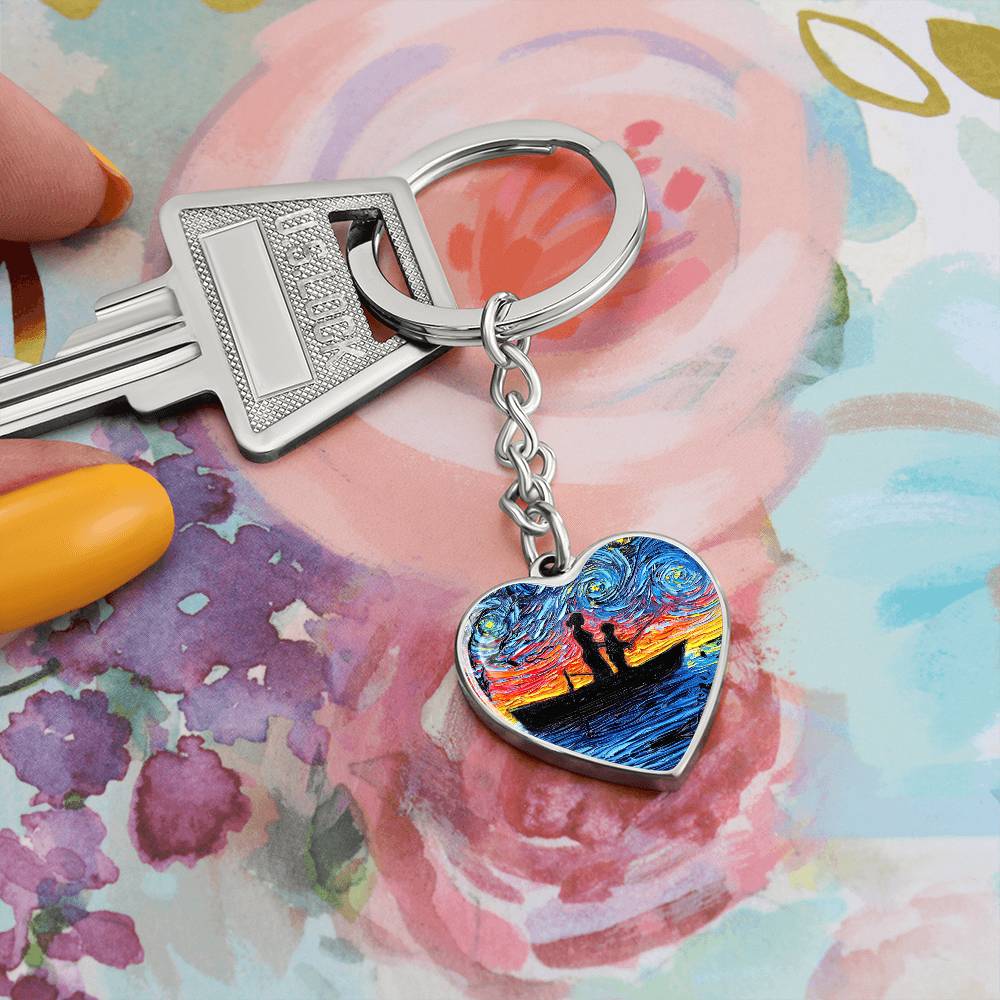 Fishing Trip with Mom Heart Keychain