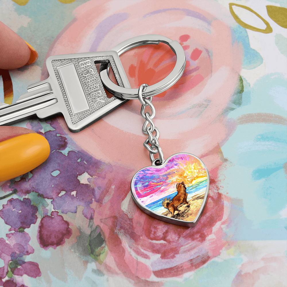 Beach Days - Chihuahua Heart Keychain