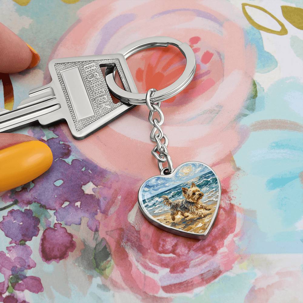 Beach Days - Yorkie Heart Keychain