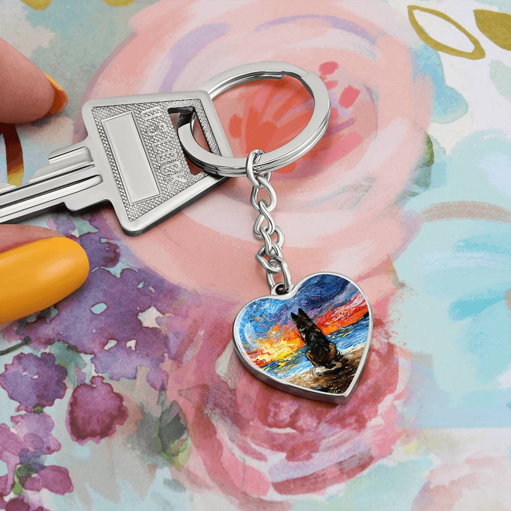 Beach Days - German Shepherd Heart Keychain