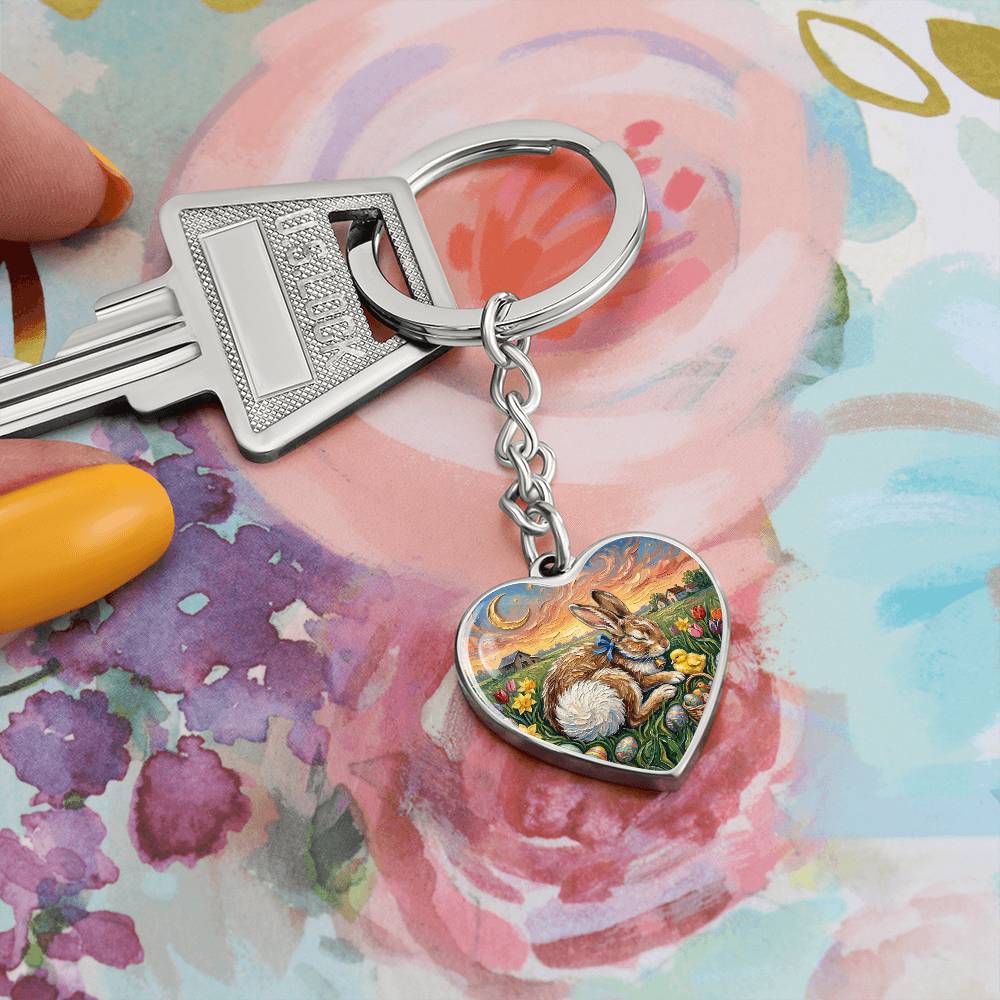 Easter Morning Heart Keychain
