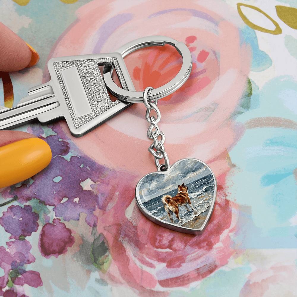Beach Day - Akita Heart Keychain