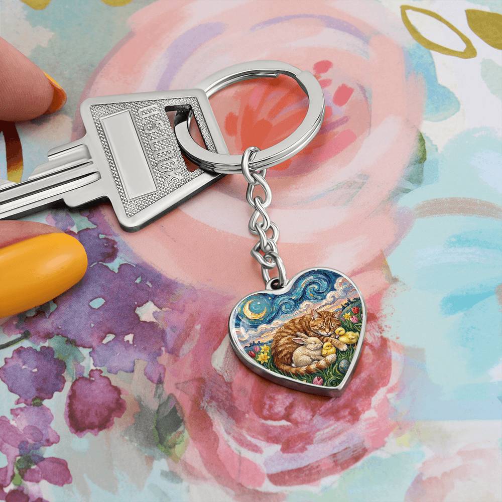 Easter Night Heart Keychain