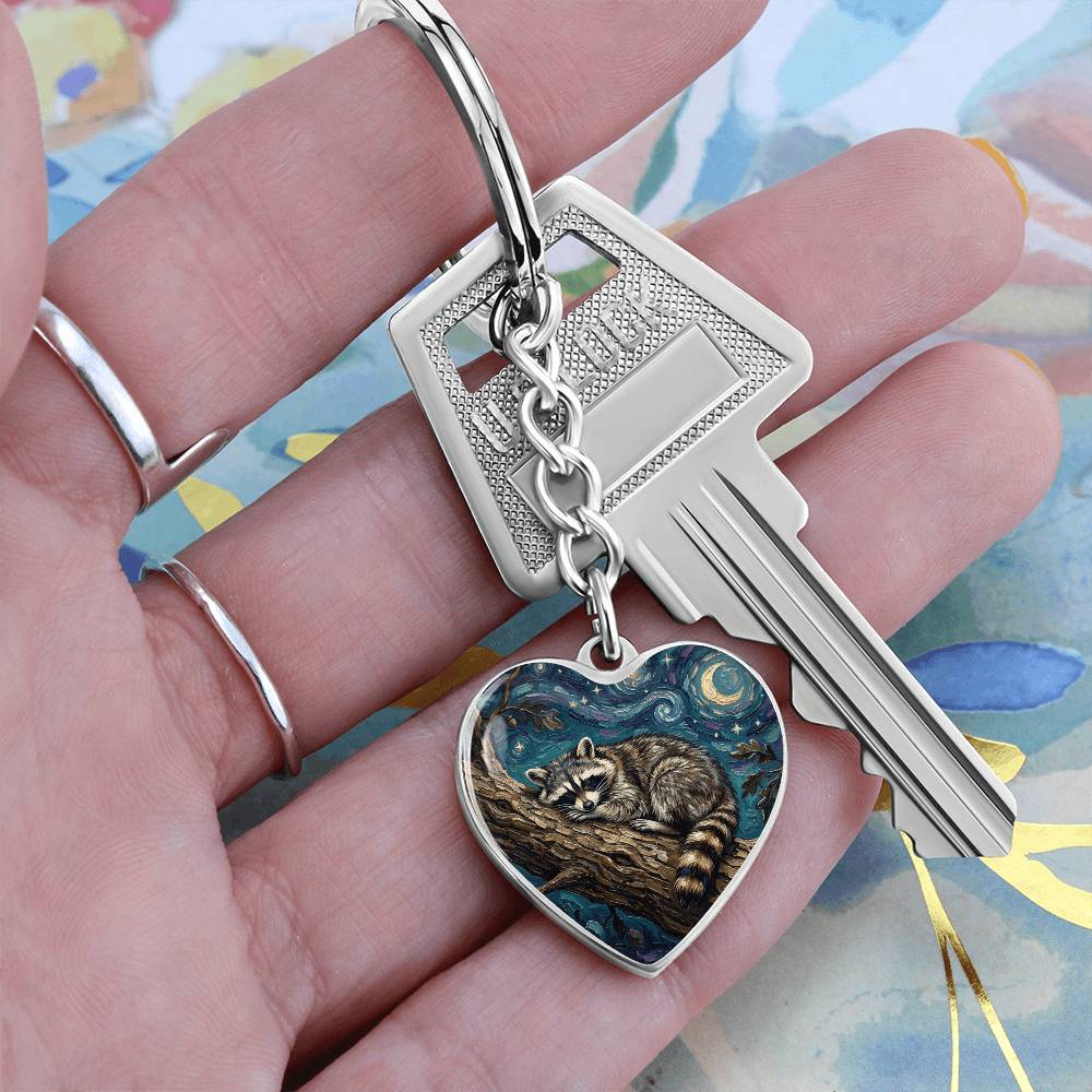 Midnight Bandit Heart Keychain