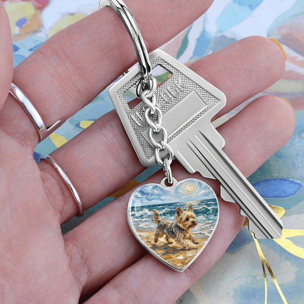 Beach Days - Yorkie Heart Keychain
