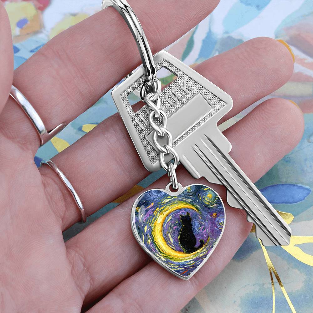 Luna Starry Night Heart Keychain