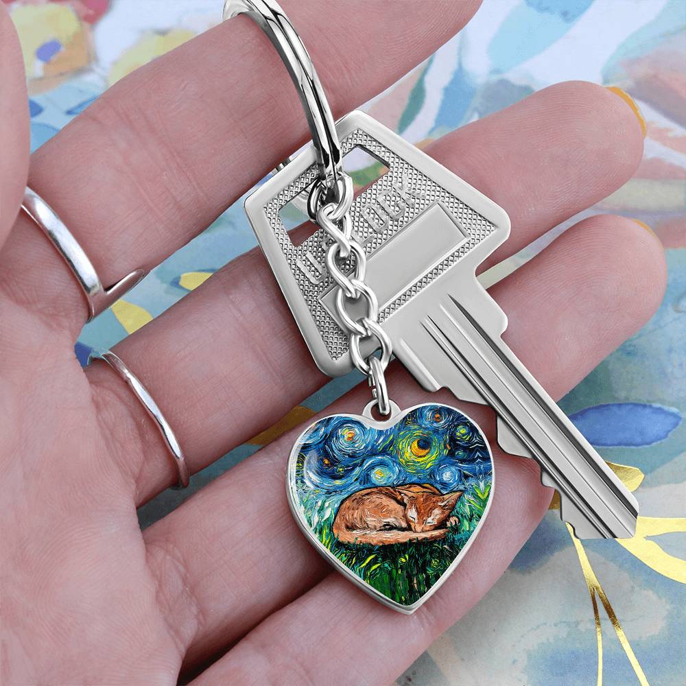 Abyssinian Starry Night Heart Keychain