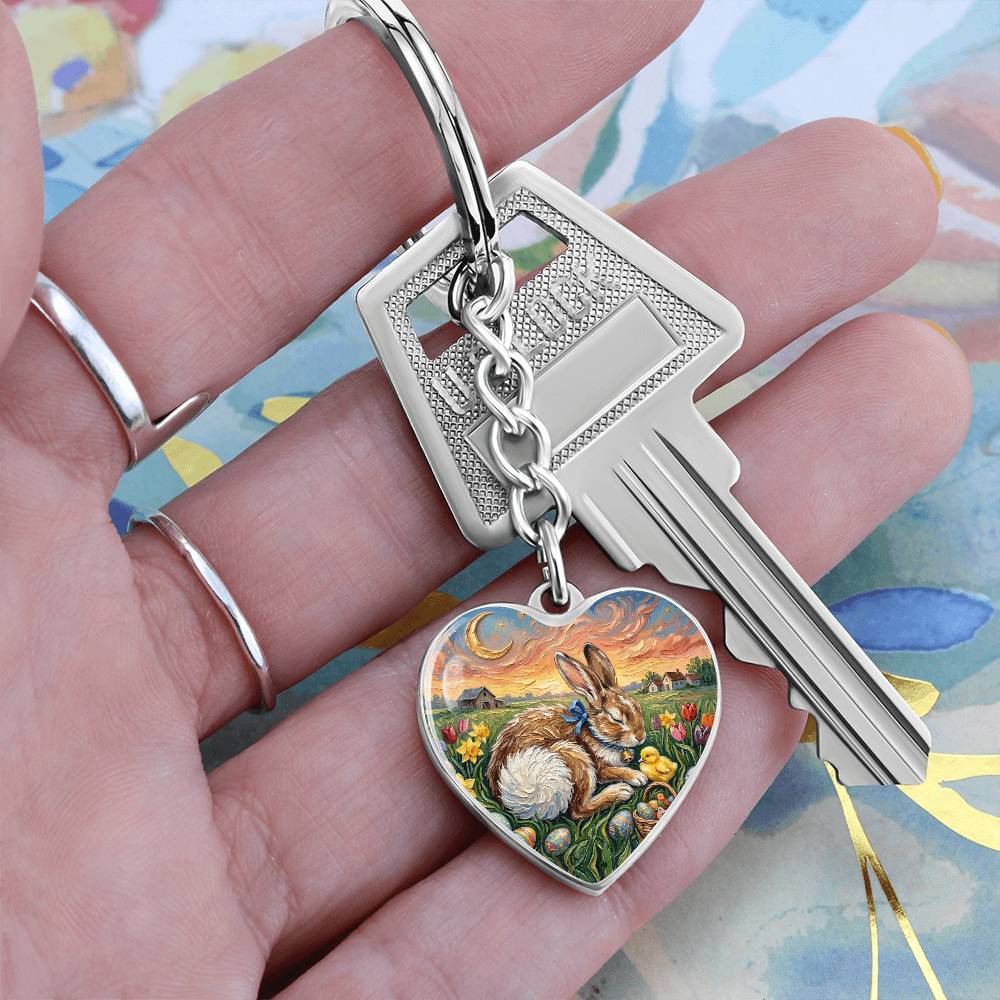 Easter Morning Heart Keychain