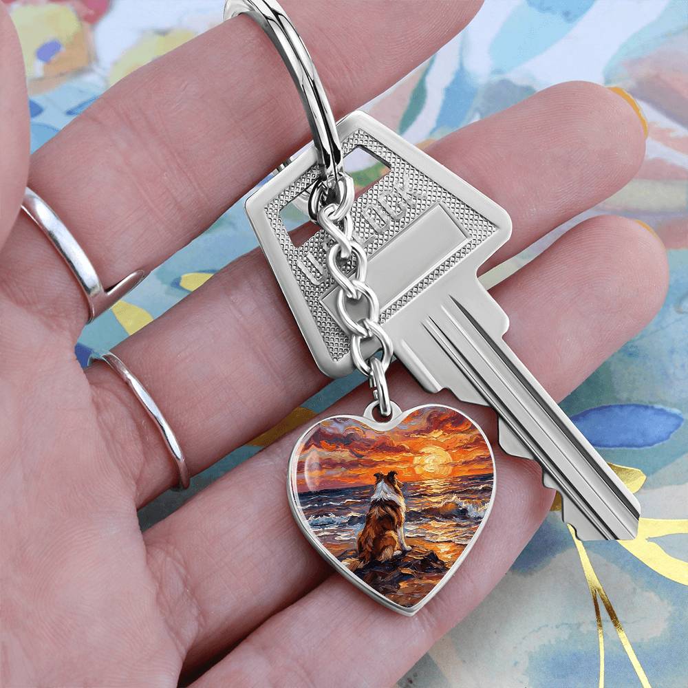 Beach Day - Collie Heart Keychain