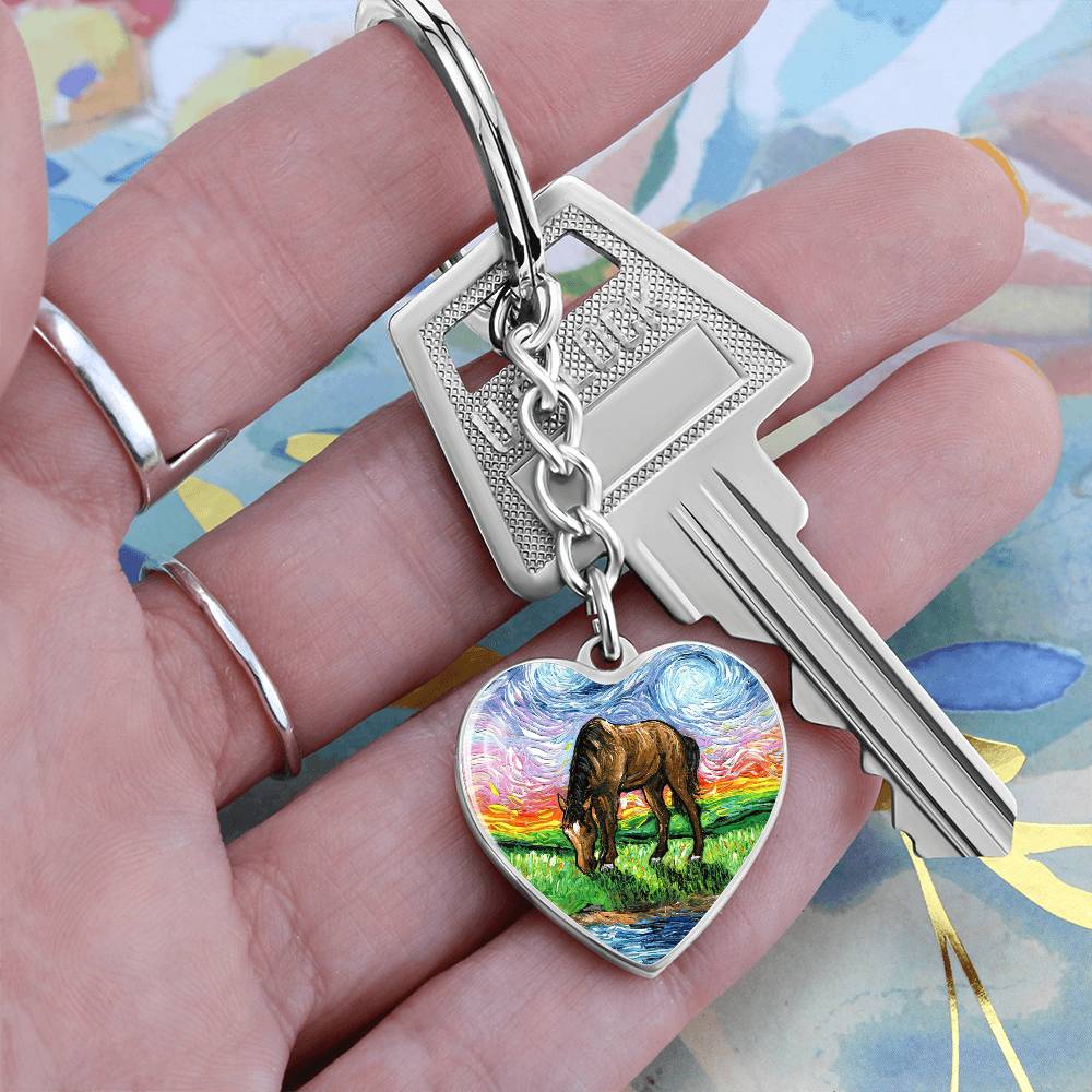 Meadow Starry Night Heart Keychain