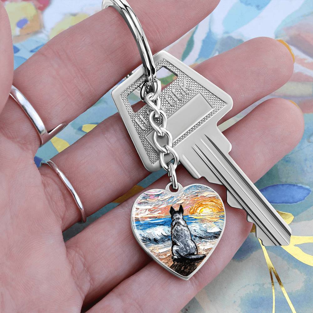 Beach Days, Blue Heeler Heart Keychain