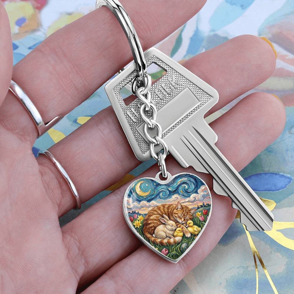 Easter Night Heart Keychain