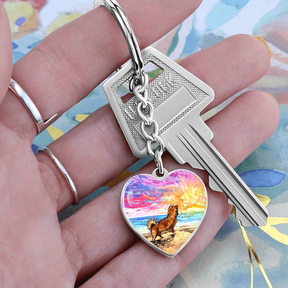 Beach Days - Chihuahua Heart Keychain