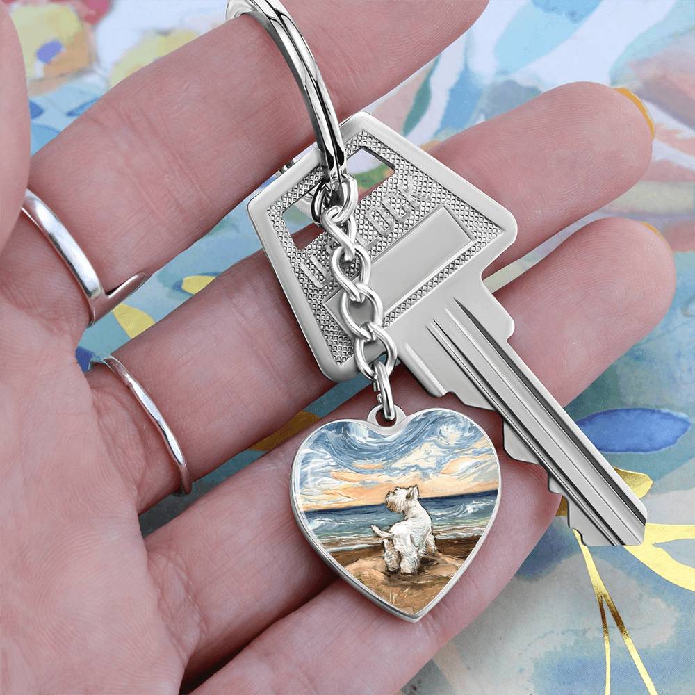 Beach Days - Westie Heart Keychain