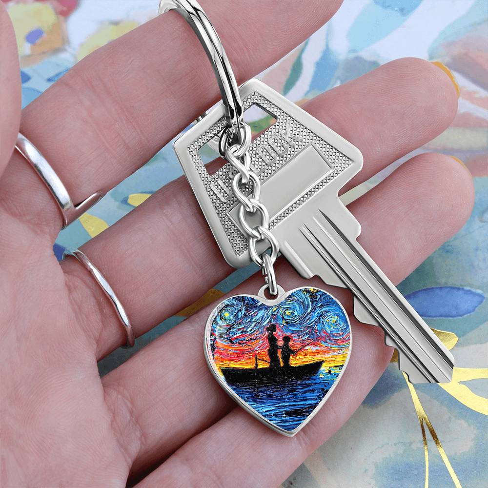Fishing Trip with Mom Heart Keychain