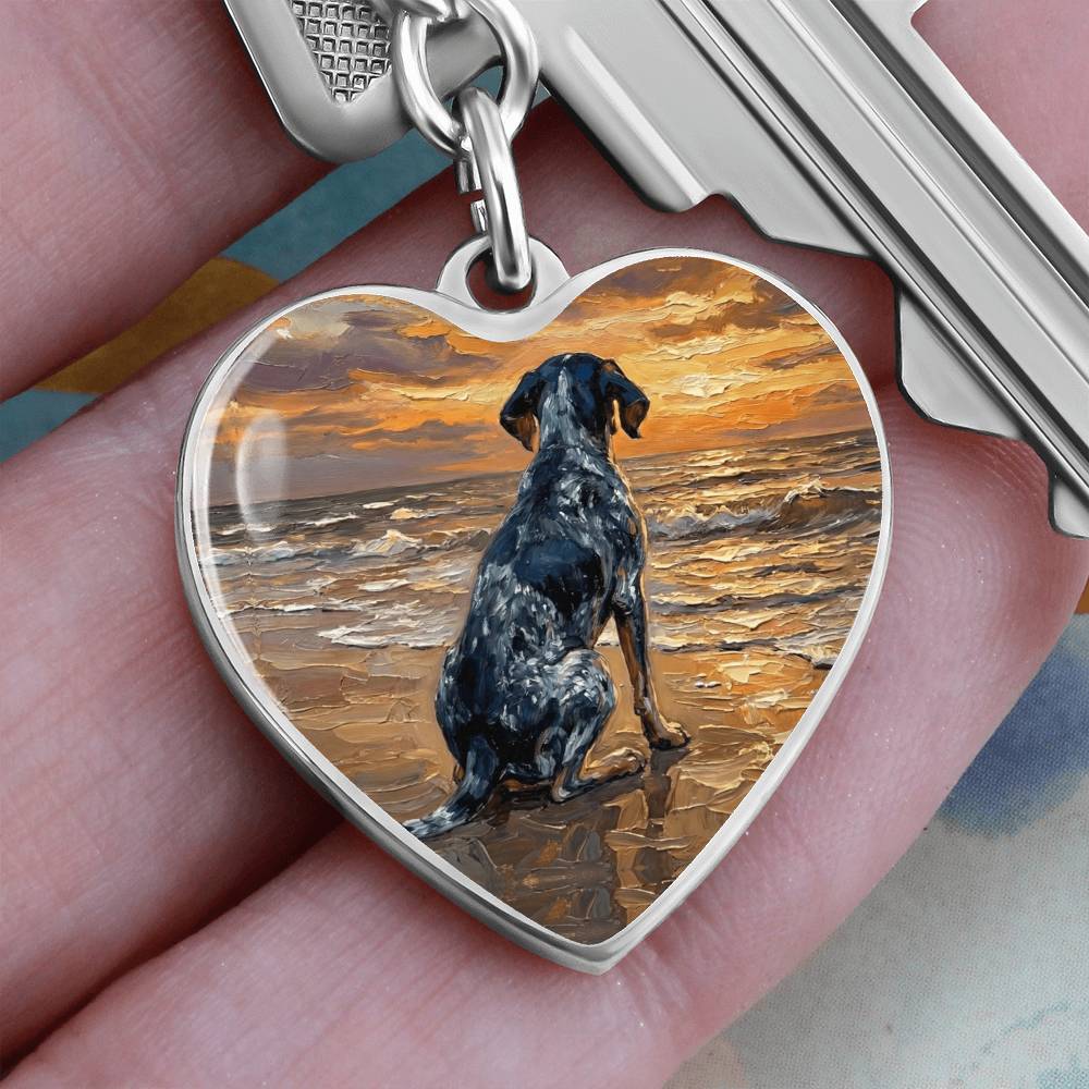 Beach Days - Blue Tick Coonhound Heart Keychain