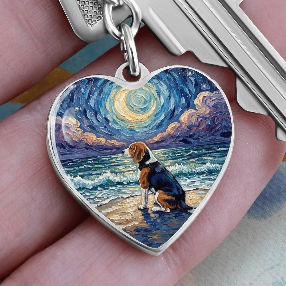 Beach Night - Beagle Heart Keychain