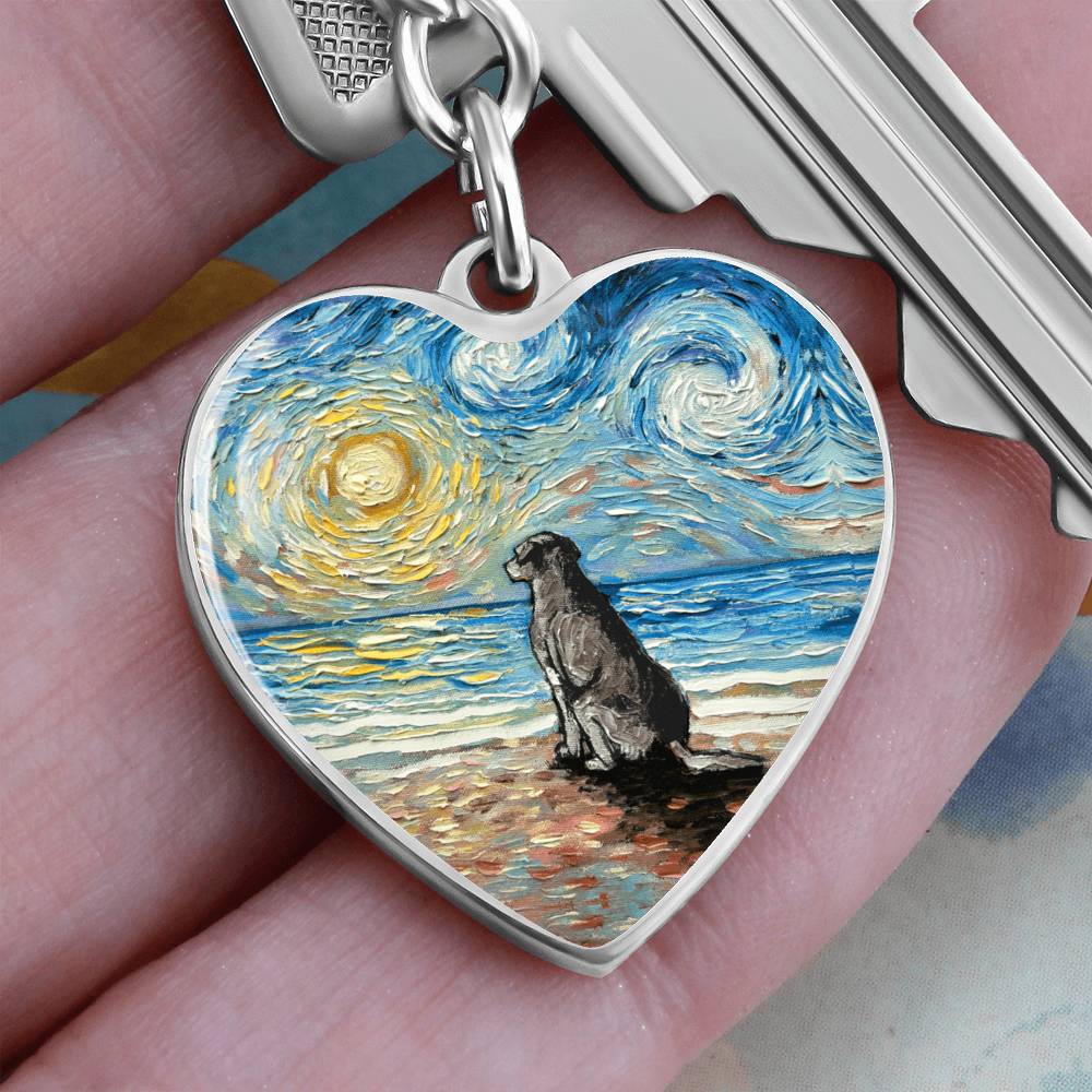 Beach Days, Silver Labrador Heart Keychain