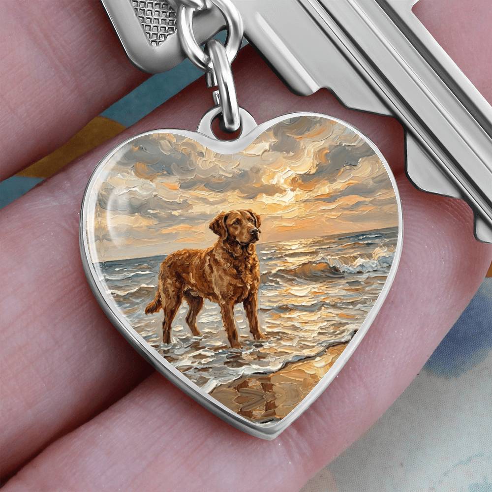 Beach Day - Chesapeake Bay Retriever Heart Keychain
