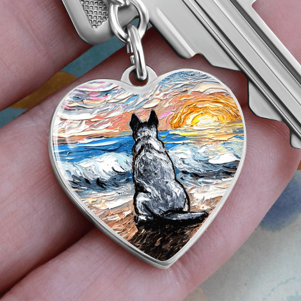 Beach Days, Blue Heeler Heart Keychain