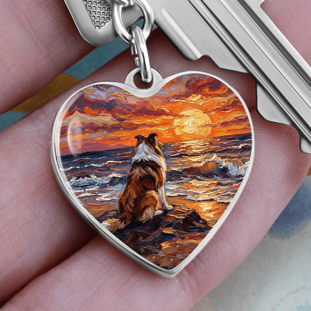 Beach Day - Collie Heart Keychain