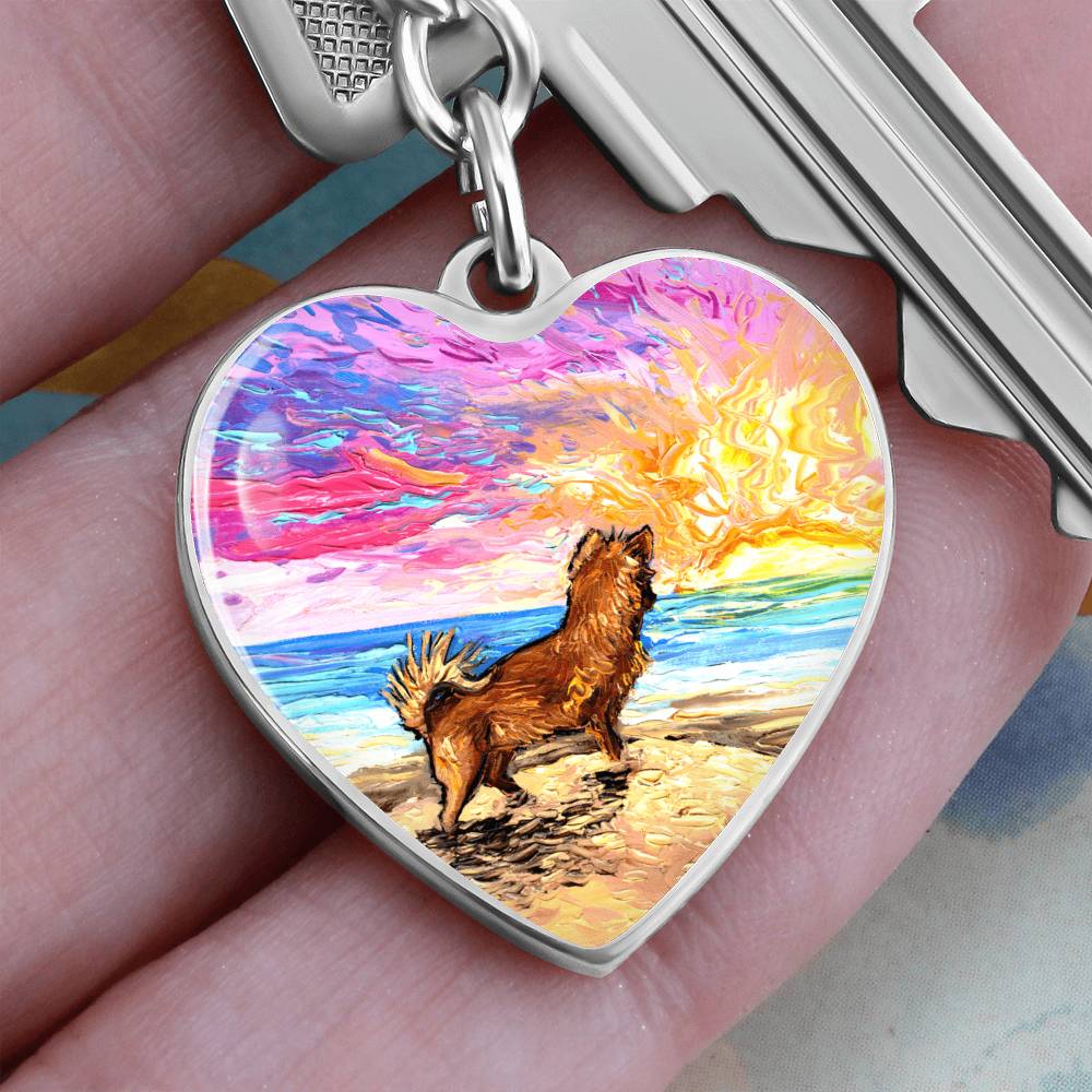 Beach Days - Chihuahua Heart Keychain