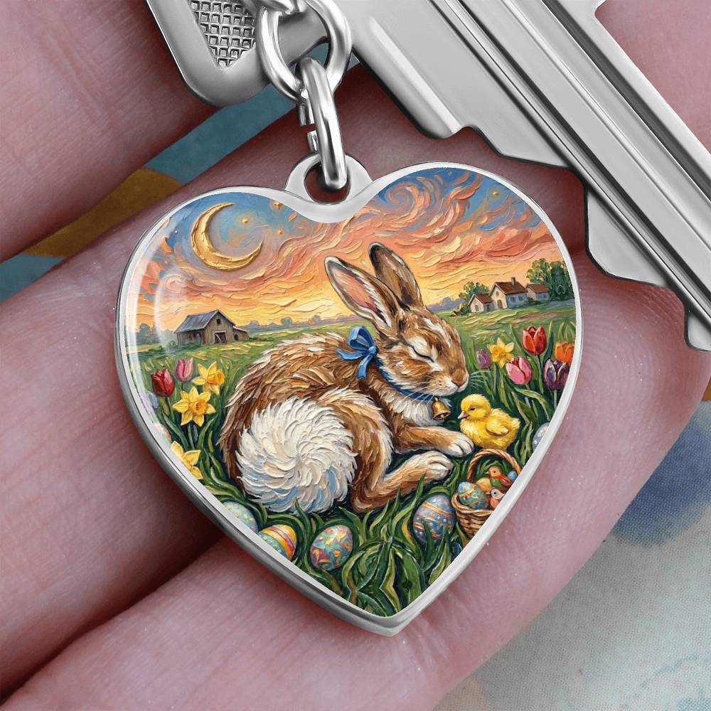 Easter Morning Heart Keychain